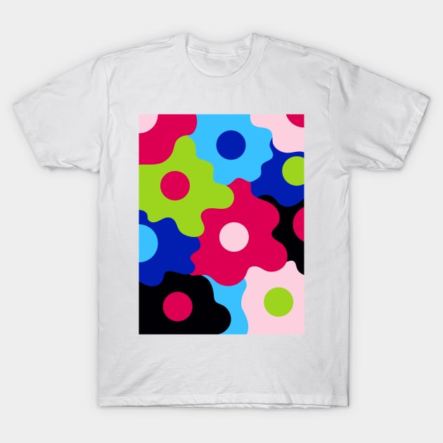 Retro Egg Flowers - Bright Winter Seasonal Color Palette T-Shirt by aaalou
